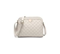 Jfy Quilted Check Pattern Two Zip Top Compartments Cross Body Bag In Beige Beige One Size