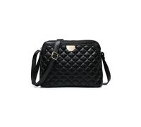 Jfy Quilted Check Pattern Two Zip Top Compartments Cross Body Bag In Black Black