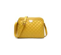 Jfy Quilted Check Pattern Two Zip Top Compartments Cross Body Bag In Yellow Yellow