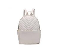 Jfy Quilted Chevron Pattern Backpack In Beige Beige
