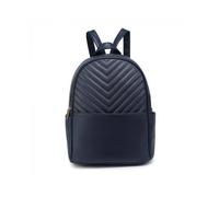 Jfy Quilted Chevron Pattern Backpack In Dark Blue Dark Blue