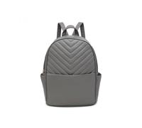 Jfy Quilted Chevron Pattern Backpack In Dark Grey Dark Grey