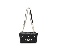 JFY Quilted Diamand Pattern Studs Twist Lock Cross Body Bag (Black)