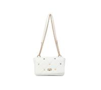 JFY Quilted Diamand Pattern Studs Twist Lock Cross Body Bag (White)