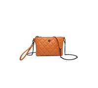 Jfy Quilted Diamand Pattern Wrist Handle Grab Bag/ Cross Body Bag In Orange Orange One Size