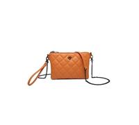 JFY Quilted Diamand Pattern Wrist Handle Grab Bag/Cross Body Bag (Orange)