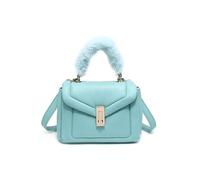 JFY Quilted Pattern Faux Fur Handle Twist Lock Crossbody Bag/Grab Bag (Green)