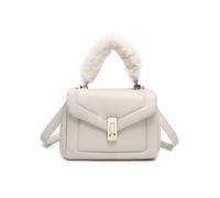 Jfy Quilted Pattern Faux Fur Handle Twist Lock Crossbody Bag/ Grab Bag In Beige Beige