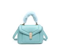 Jfy Quilted Pattern Faux Fur Handle Twist Lock Crossbody Bag/ Grab Bag In Green Green One Size