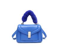 Jfy Quilted Pattern Faux Fur Handle Twist Lock Crossbody Bag/ Grab Bag In Navy Navy