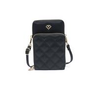 Jfy Quilted Pattern Two Zipped Compartment Phone Bag / Purse In Black Black