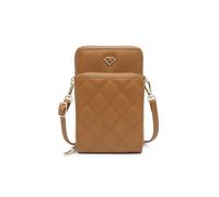 Jfy Quilted Pattern Two Zipped Compartment Phone Bag / Purse In Brown Brown