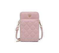 Jfy Quilted Pattern Two Zipped Compartment Phone Bag / Purse In Pink Pink One Size