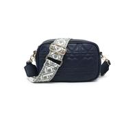 Jfy Quited Heart Pattern Double Zip Top Sections Cross Body Bag In Dark Blue Dark Blue