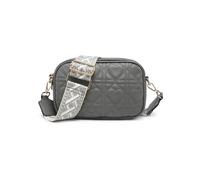 Jfy Quited Heart Pattern Double Zip Top Sections Cross Body Bag In Dark Grey Dark Grey