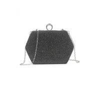 Jfy Ring Clasp Double Side Diamante Bag In Black Black