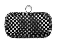 JFY Ring Clasp Double Side Diamante Clutch Bag (Black)