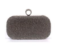 Jfy Ring Clasp Double Side Diamante Clutch Bag In Black Black