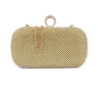 Jfy Ring Clasp Double Side Diamante Clutch Bag In Gold Gold