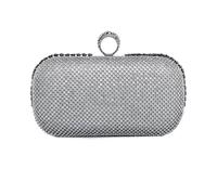 Jfy Ring Clasp Double Side Diamante Clutch Bag In Silver Silver