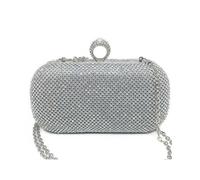 Jfy Ring Clasp Double Side Diamante Clutch Bag In Silver Silver One Size