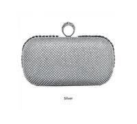 Jfy Ring Clasp Double Side Diamante Clutch Bag In Silver Silver One Size