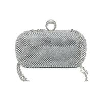 JFY Ring Clasp Double Side Diamante Clutch Bag (Silver)
