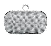 JFY Ring Clasp Double Side Diamante Clutch Bag (Silver)