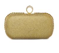 JFY Ring Clasp Single Side Diamante Clutch Bag (Gold)