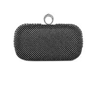 Jfy Ring Clasp Single Side Diamante Clutch Bag In Black Black