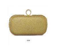 Jfy Ring Clasp Single Side Diamante Clutch Bag In Gold Gold One Size