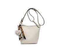 JFY Silk Scarf Heart Shape Charm Cross Body Bag (Beige)