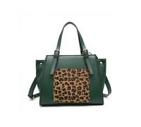 Jfy Small Leopard Pattern Buckle Handles Day Bag In Green Green
