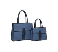 Jfy Snake Skin Buckle 2 In 1 Handbag Tote Bag In Dark Blue Dark Blue