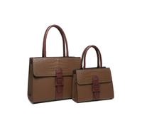 Jfy Snake Skin Buckle 2 In 1 Handbag Tote Bag In Dark Brown Dark Brown One Size