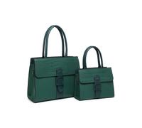 Jfy Snake Skin Buckle 2 In 1 Handbag Tote Bag In Dark Green Dark Green One Size