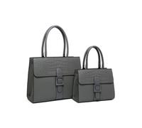 Jfy Snake Skin Buckle 2 In 1 Handbag Tote Bag In Dark Grey Dark Grey
