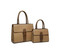 Jfy Snake Skin Buckle 2 In 1 Handbag Tote Bag In Khaki Khaki