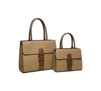 JFY Snake Skin Buckle 2 In 1 Handbag Tote Bag (Khaki)