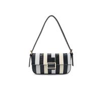 Jfy Striped Colour Block Pattern Flap Shoulder Bag In Black Black One Size