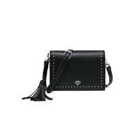 JFY Studded Flap Magnetic Button Clasp Grab Bag/Cross Body Bag (Black)