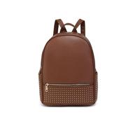 JFY Studded Zip Pocket Backpack (Brown)