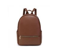 Jfy Studded Zip Pocket Backpack In Brown Brown