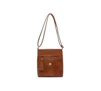 JFY Tassel Bee Badge Messenger Bag/Cross Body Bag (Brown)