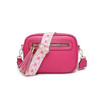 JFY Tassel Two Zipped Sections Canvas Strap Cross Body Bag