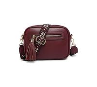 JFY Tassel Two Zipped Sections Canvas Strap Cross Body Bag