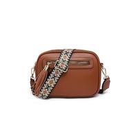 JFY Tassel Two Zipped Sections Canvas Strap Cross Body Bag (Brown)