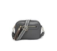 JFY Tassel Two Zipped Sections Canvas Strap Cross Body Bag (Dark Grey)
