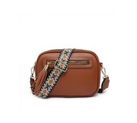 Jfy Tassel Two Zipped Sections Canvas Strap Cross Body Bag In Brown Brown