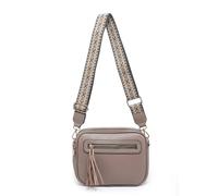 Jfy Tassel Two Zipped Sections Canvas Strap Cross Body Bag In Khaki Khaki